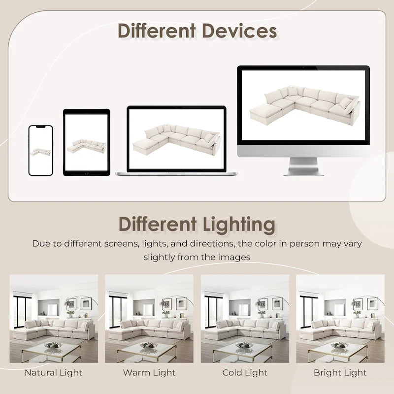Canapé d'angle modulable en chenille avec pouf amovible