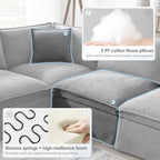 Canapé d'angle modulable en chenille avec pouf amovible