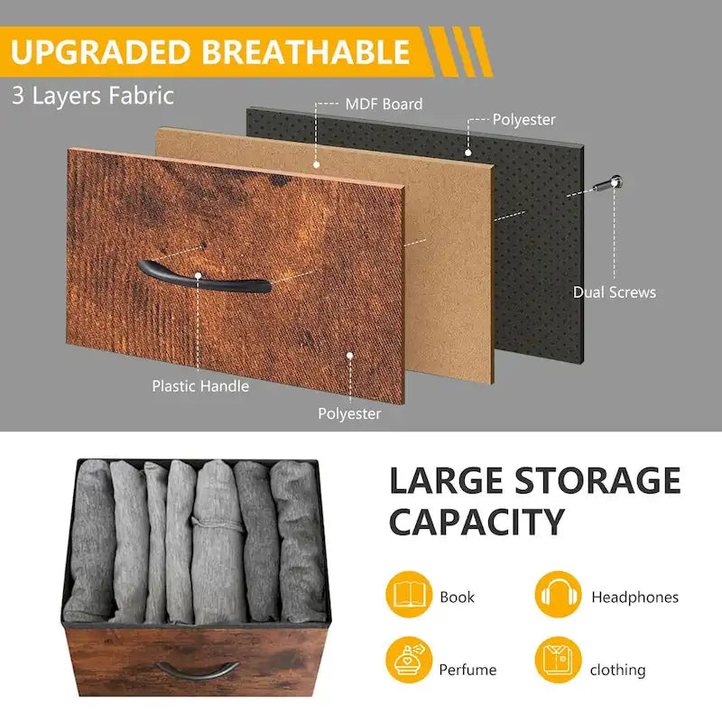 Commode à 7 tiroirs autoportante avec plateau en bois, idéale pour une chambre ou un dressing.