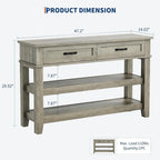 Console de style campagnard, table d'entrée rustique avec 2 tiroirs et 2 étagères, table d'appoint en bois pour canapé ou bureau d'entrée