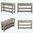 Console de style campagnard, table d'entrée rustique avec 2 tiroirs et 2 étagères, table d'appoint en bois pour canapé ou bureau d'entrée