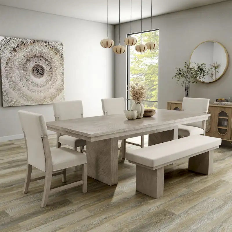 Ensemble de table à manger 6 pièces Yetaria de style ferme moderne en bois naturel de Furniture of America