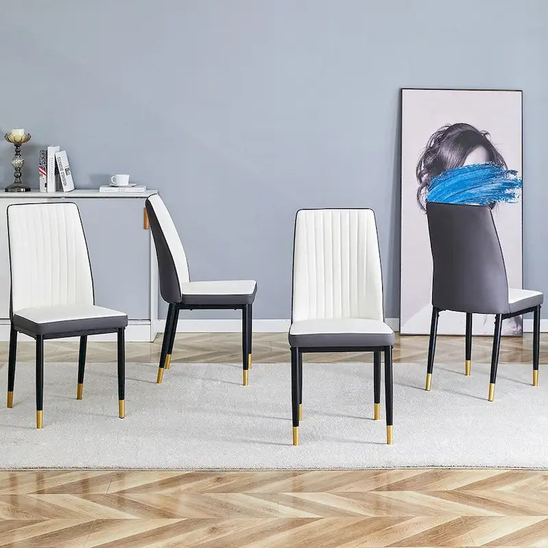Ensemble de chaises de salle à manger élégantes à dossier haut pour différentes pièces, revêtement en PU renforcé