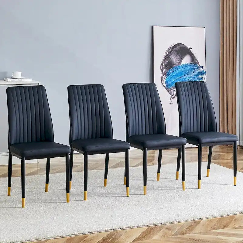 Ensemble de chaises de salle à manger élégantes à dossier haut pour différentes pièces, revêtement en PU renforcé
