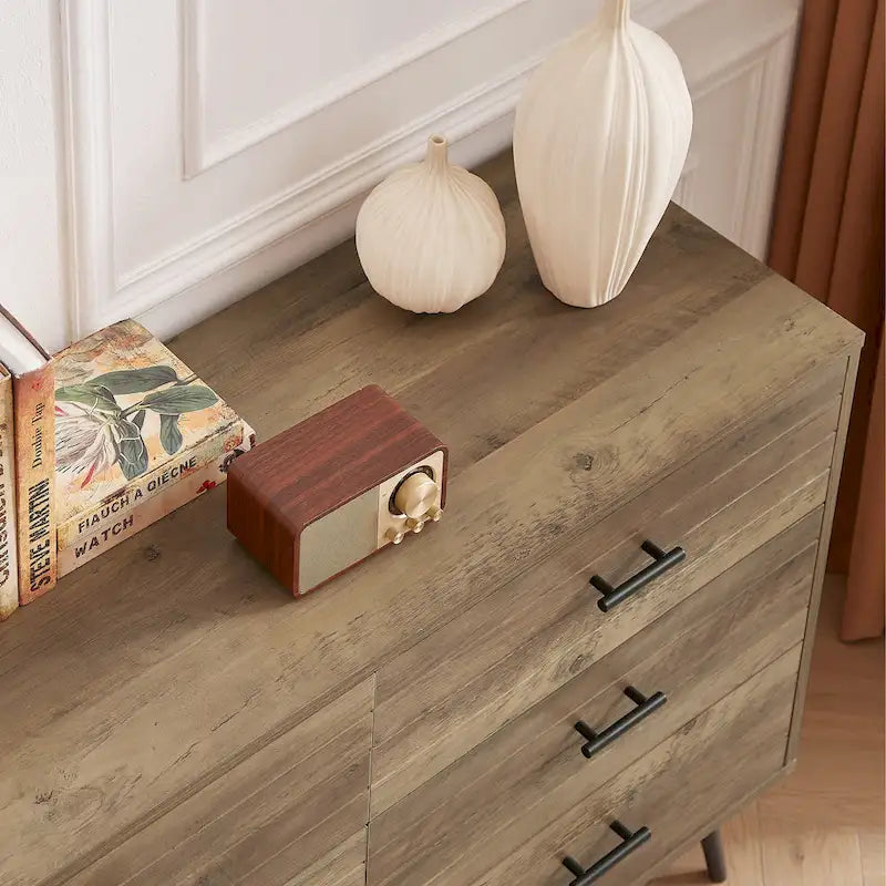 Commode de style rustique 47,24 avec 6 tiroirs de rangement profonds pour le salon