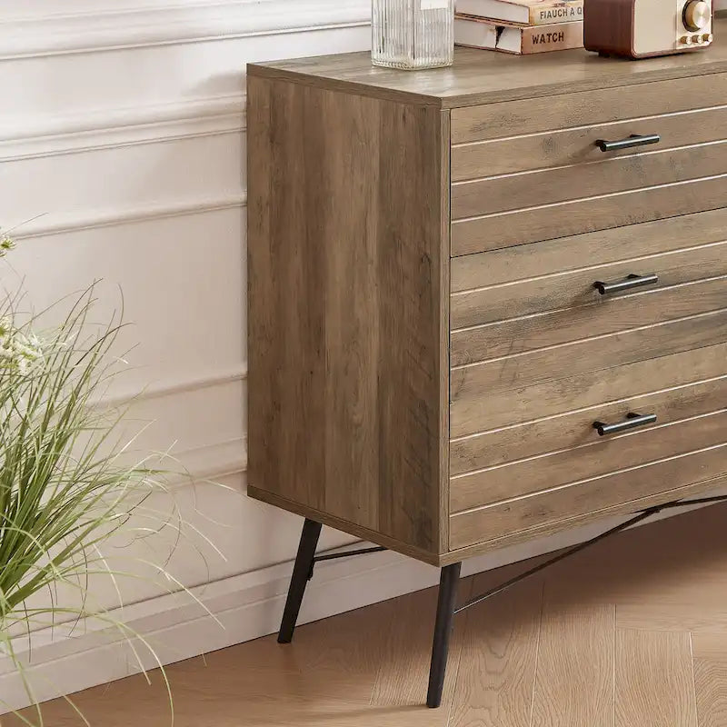Commode de style rustique 47,24 avec 6 tiroirs de rangement profonds pour le salon