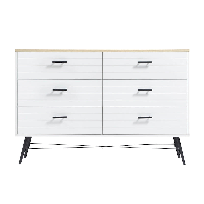 Commode de style rustique 47,24 avec 6 tiroirs de rangement profonds pour le salon