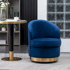 Fauteuil d'appoint moderne bleu 22 en velours capitonné avec base pivotante ronde en métal pour salon