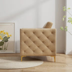 Fauteuil capitonné kaki moderne 35,4 cm avec pieds en métal et clous décoratifs pour salon