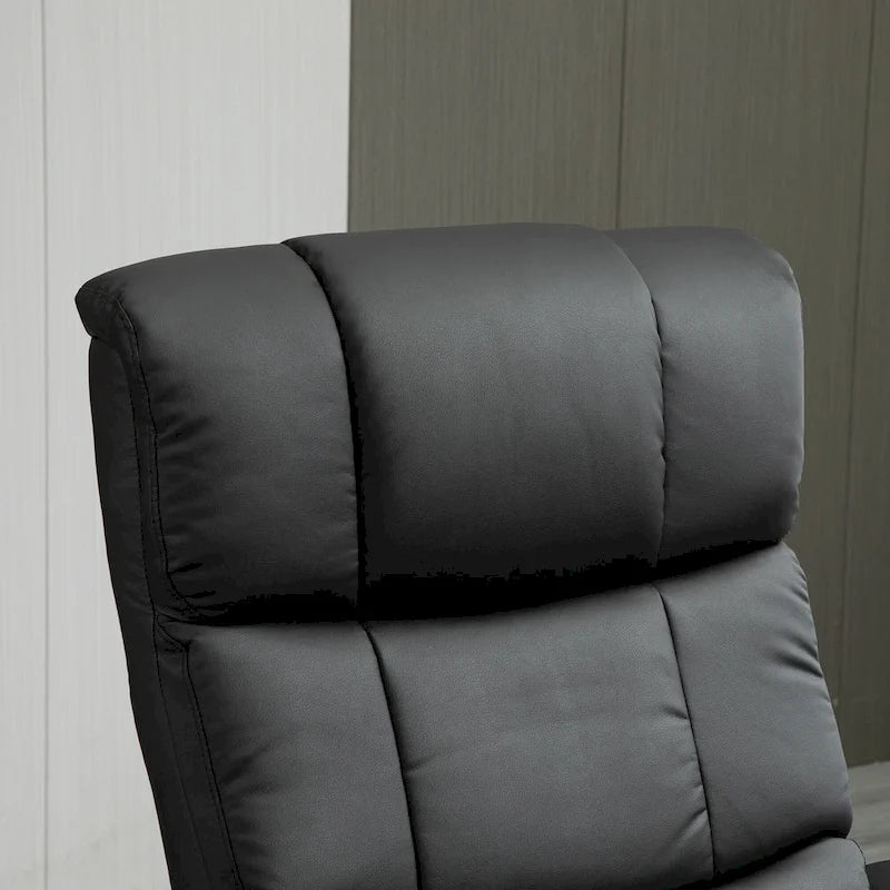 Fauteuil inclinable pivotant à dossier haut noir 28,8 po avec repose-pieds