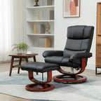 Fauteuil inclinable pivotant à dossier haut noir 28,8 po avec repose-pieds