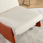 Fauteuil inclinable à bascule moderne orange et beige, revêtu de velours côtelé, avec repose-pieds et pieds en cuir PU, pour salon et chambre.