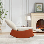 Fauteuil inclinable à bascule moderne orange et beige, revêtu de velours côtelé, avec repose-pieds et pieds en cuir PU, pour salon et chambre.