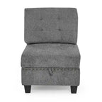 Canapé d'angle gris 116, 6 places, avec fauteuils et rangement