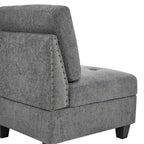 Canapé d'angle gris 116, 6 places, avec fauteuils et rangement