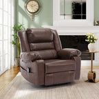 Fauteuil de massage inclinable manuel en cuir marron avec vibration à 8 points, chauffage lombaire et options multi-positions