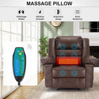 Fauteuil de massage inclinable manuel en cuir marron avec vibration à 8 points, chauffage lombaire et options multi-positions