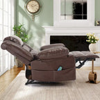 Fauteuil de massage inclinable manuel en cuir marron avec vibration à 8 points, chauffage lombaire et options multi-positions