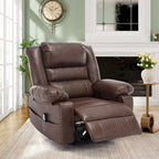 Fauteuil de massage inclinable manuel en cuir marron avec vibration à 8 points, chauffage lombaire et options multi-positions