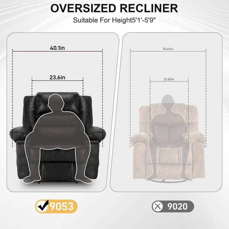 Fauteuil de massage inclinable manuel en cuir marron avec vibration à 8 points, chauffage lombaire et options multi-positions