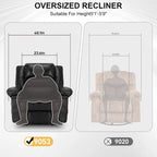 Fauteuil de massage inclinable manuel en cuir marron avec vibration à 8 points, chauffage lombaire et options multi-positions