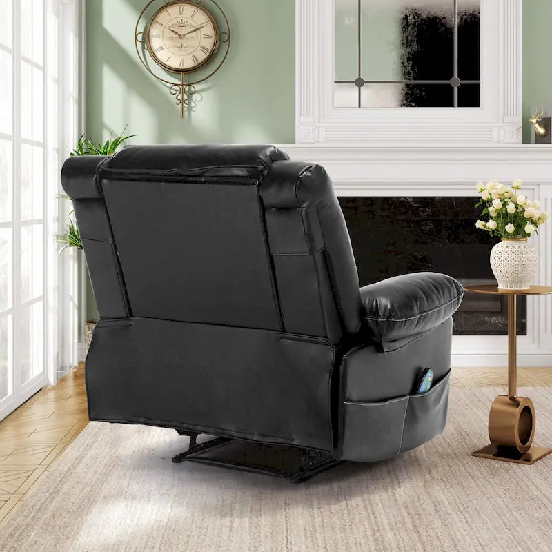 Fauteuil de massage inclinable manuel en cuir marron avec vibration à 8 points, chauffage lombaire et options multi-positions