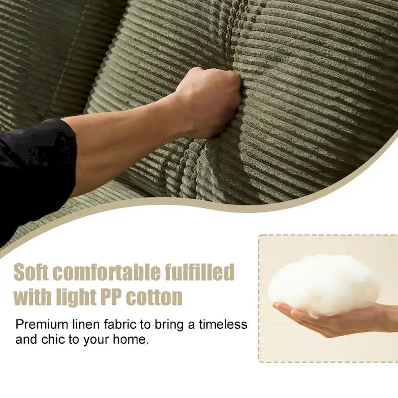 Canapé d'angle modulaire 4 places en forme de L Green 98.4 avec méridienne, design moderne et coussins confortables en mousse haute résilience