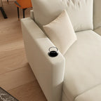 Canapé d'angle modulaire 4 places en forme de U blanc 123 avec poufs de rangement, montage et transport faciles.