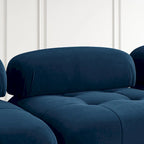 Canapé d'angle modulaire 4 places en forme de L bleu 93 avec pouf réversible