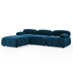 Canapé d'angle modulaire 4 places en forme de L bleu 93 avec pouf réversible