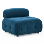 Canapé d'angle modulaire 4 places en forme de L bleu 93 avec pouf réversible