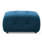 Canapé d'angle modulaire 4 places en forme de L bleu 93 avec pouf réversible