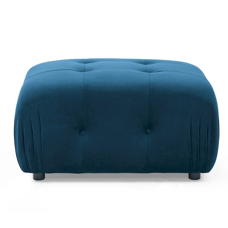 Canapé d'angle modulaire 4 places en forme de L bleu 93 avec pouf réversible