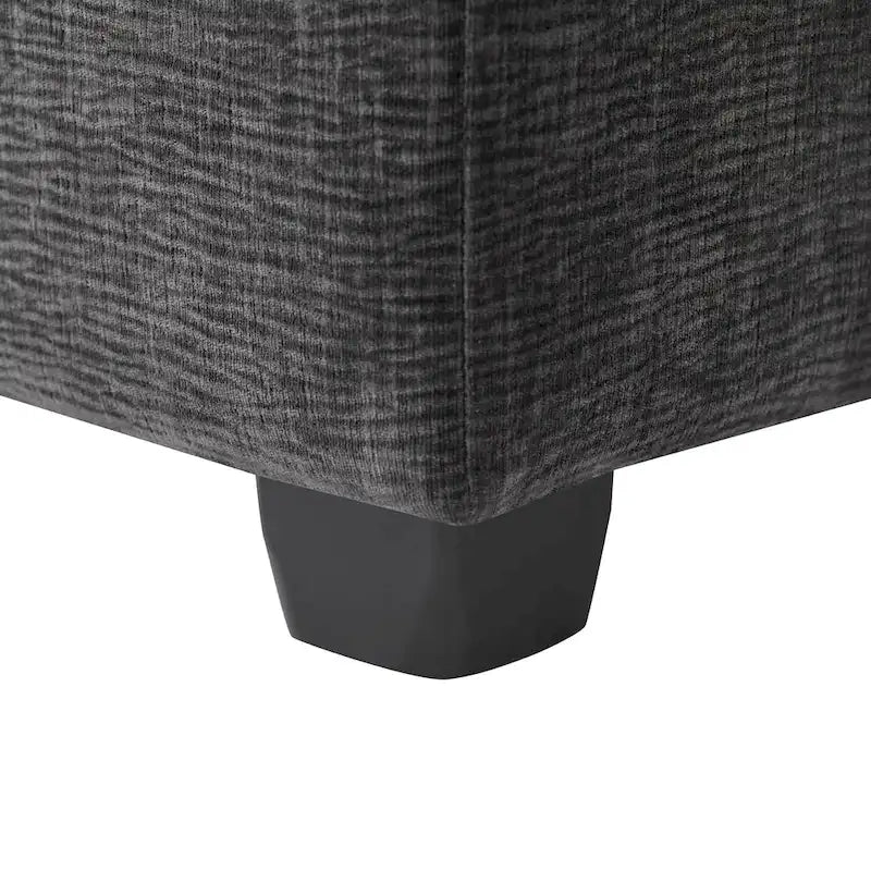 Canapé d'angle modulaire 5 places en chenille noire 84 avec 2 coussins, idéal pour le salon ou l'appartement.