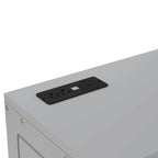 Lit escamotable gris pleine grandeur avec étagères, armoires et ports de chargement USB