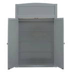 Lit mezzanine gris en bois massif (taille simple) avec bureau, armoires et étagères