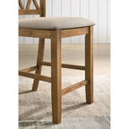 Ensemble de salle à manger 5 pièces en bois, hauteur comptoir, avec pied de table en croix et 4 chaises à dossier croisé