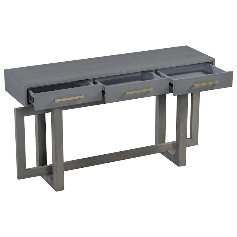 Console moderne de 57 pouces avec trois tiroirs et un design de pieds unique pour entrée, couloir, salon
