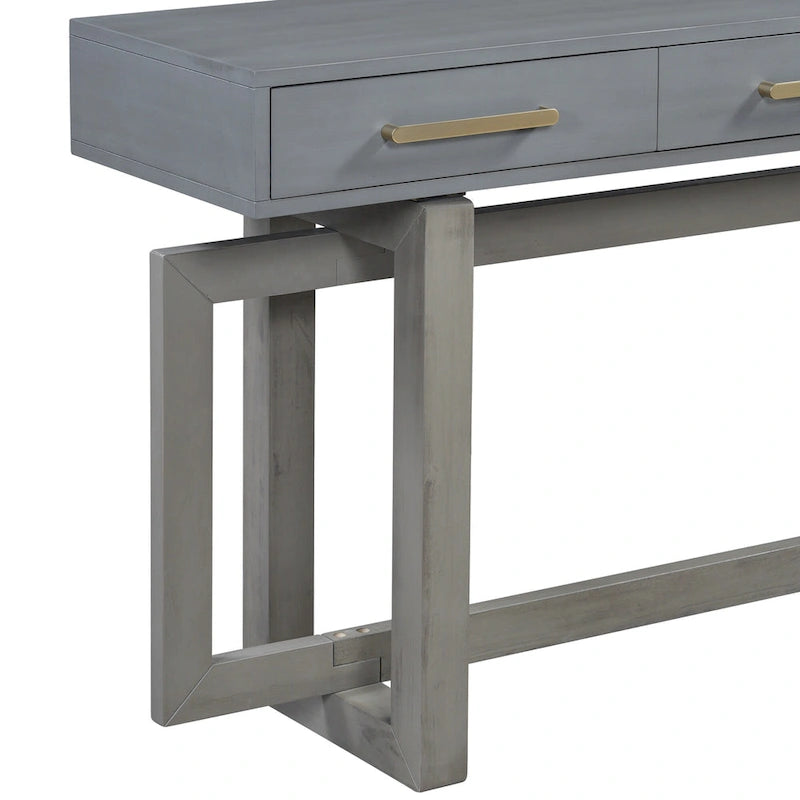 Console moderne de 57 pouces avec trois tiroirs et un design de pieds unique pour entrée, couloir, salon