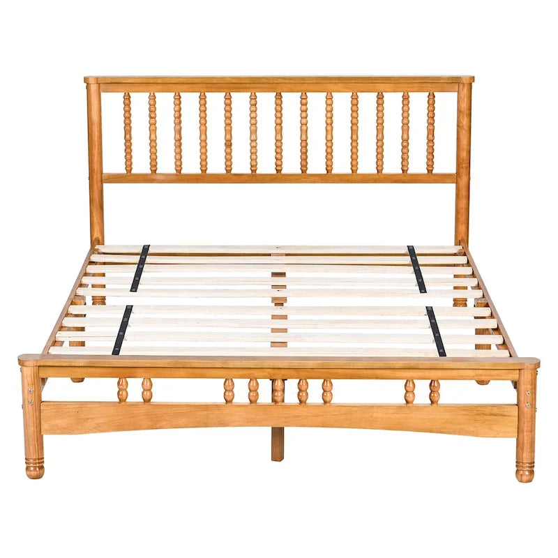 Lit plateforme élégant en chêne Queen avec tête de lit