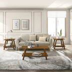 Ensemble de table basse 3 pièces de style moderne du milieu du siècle avec rangement, étagère et pieds cylindriques en bois d'hévéa