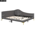 Lit de jour rembourré gris pleine grandeur avec accoudoirs