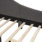 Lit de jour rembourré gris pleine grandeur avec accoudoirs