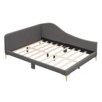 Lit de jour rembourré gris pleine grandeur avec accoudoirs