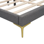 Lit de jour rembourré gris pleine grandeur avec accoudoirs