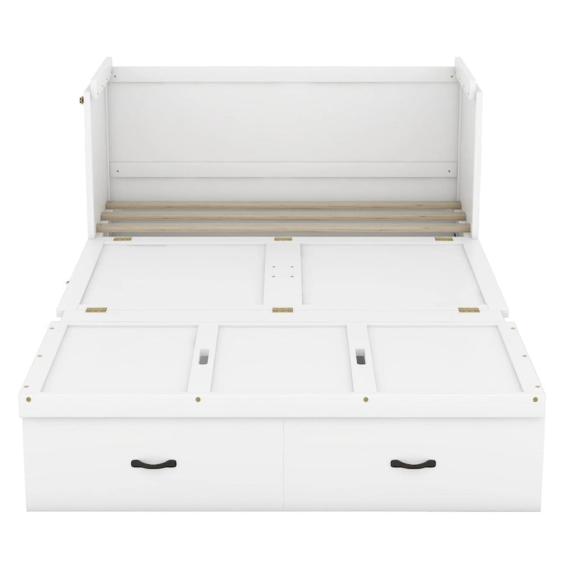 Lit escamotable en pin massif avec port USB et tiroir