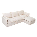 93.31 Faux Linen Modular Sectional Sofa with Ottoman, Wood Frame