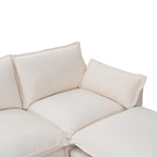 Canapé d'angle modulable en simili lin 93.31 avec pouf et structure en bois