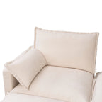 Canapé d'angle modulable en simili lin 93.31 avec pouf et structure en bois