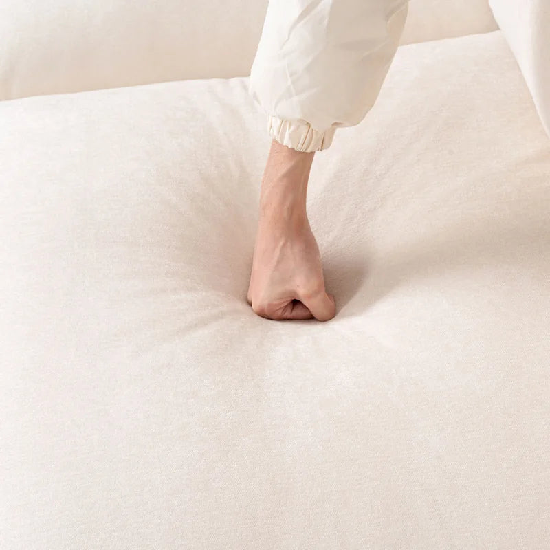 Canapé d'angle modulable en simili lin 93.31 avec pouf et structure en bois